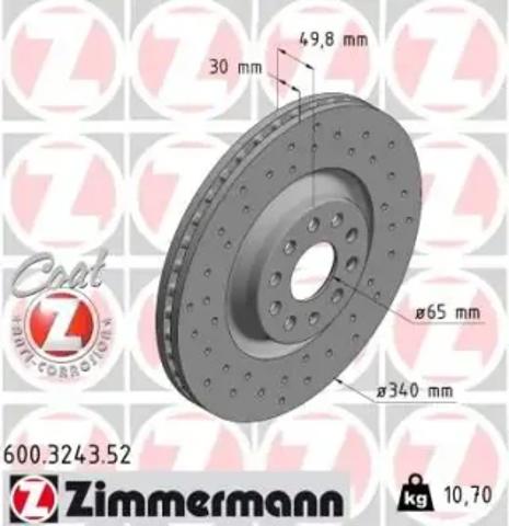 Диск тормозной передний 600324352 ZIMMERMANN