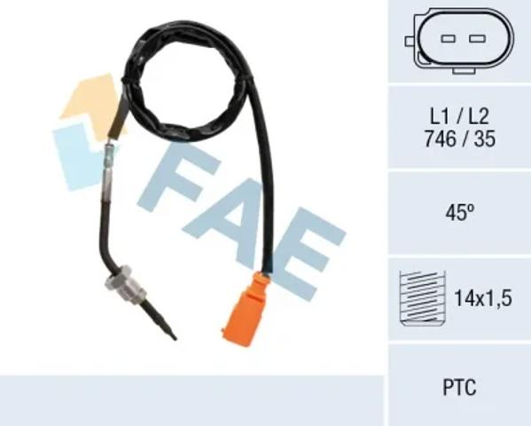 Датчик температуры выхлопных газов после сажевого фильтра 68035 FAE