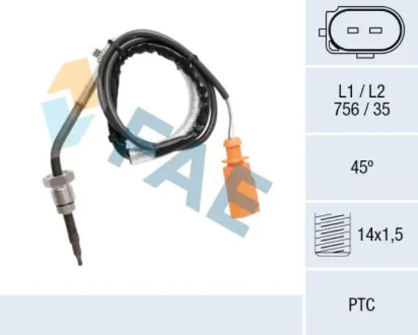Датчик температуры отработавших газов (ОГ), после сажевого фильтра 68064 FAE