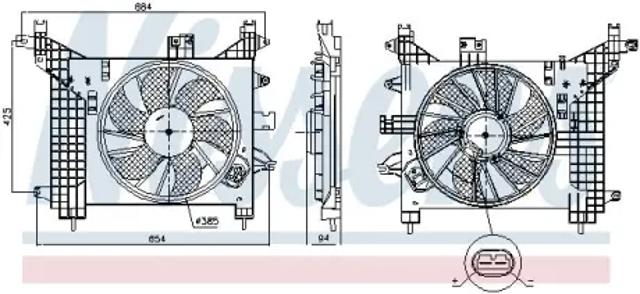 NISSENS 85891 Диффузор радиатора охлаждения, в сборе с мотором и крыльчаткой в наличии Ровно