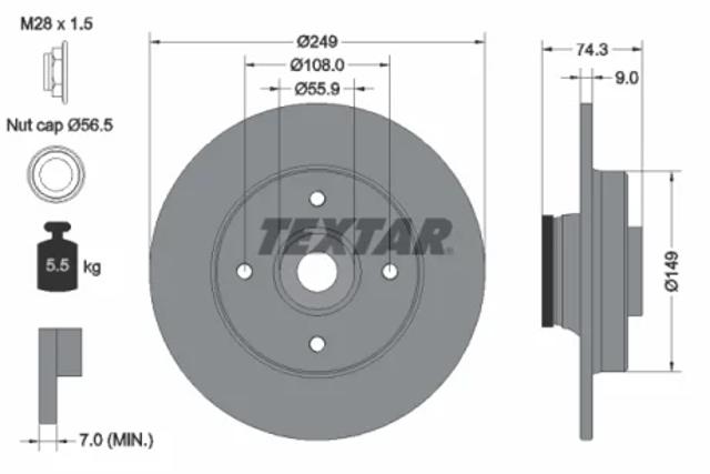 Задний тормозной диск 92194103 TEXTAR