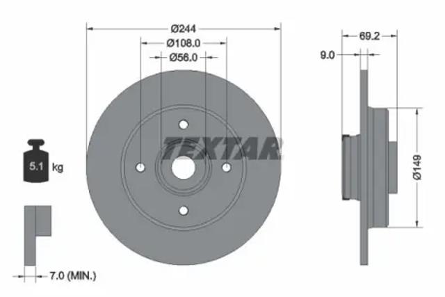 TEXTAR 92305403 Диск тормозной задний в наличии Харьков