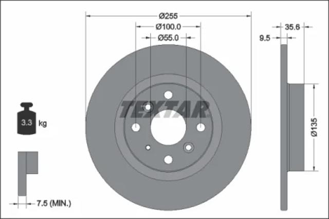 Задний тормозной диск 92338203 TEXTAR