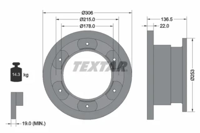 Задний тормозной диск 93127300 TEXTAR