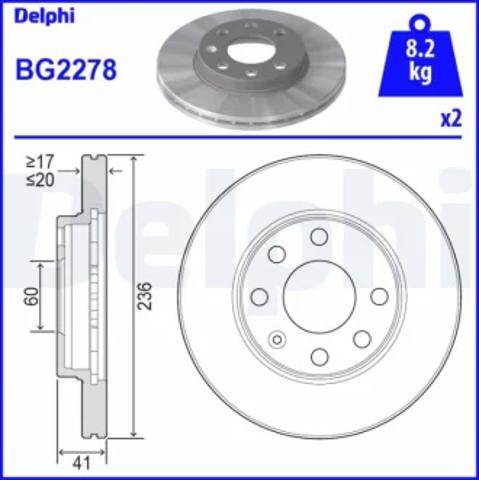 Тормоз дисковый передний BG2278 DELPHI