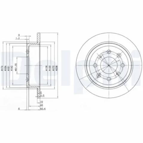 Тормозные диски BG2538 DELPHI