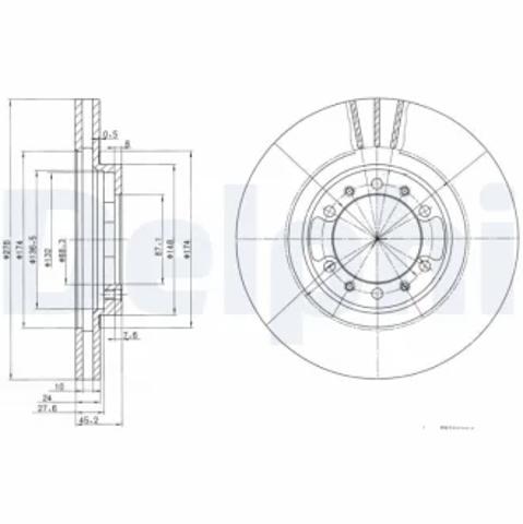 Передний тормозной диск BG3099 DELPHI