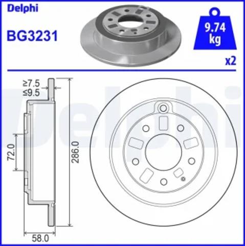 Задний тормозной диск BG3231 DELPHI