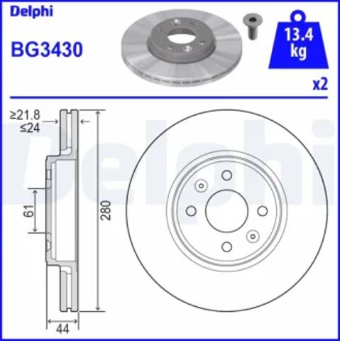Передний тормозной диск BG3430 DELPHI