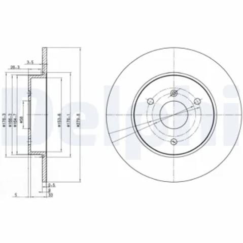 Передний тормозной диск BG3526 DELPHI