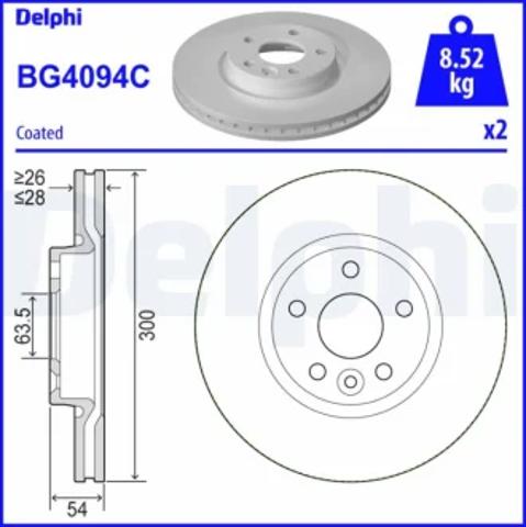 Диск тормозной передний BG4094C DELPHI