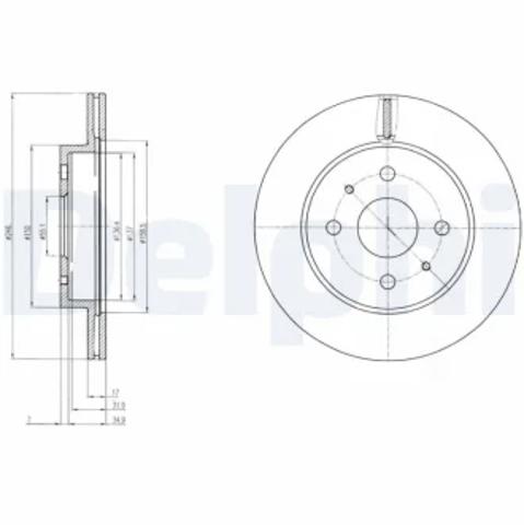 Передний тормозной диск BG4128 DELPHI