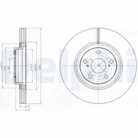 Передний тормозной диск BG4235 DELPHI
