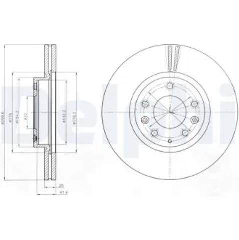 Передний тормозной диск BG4255C DELPHI