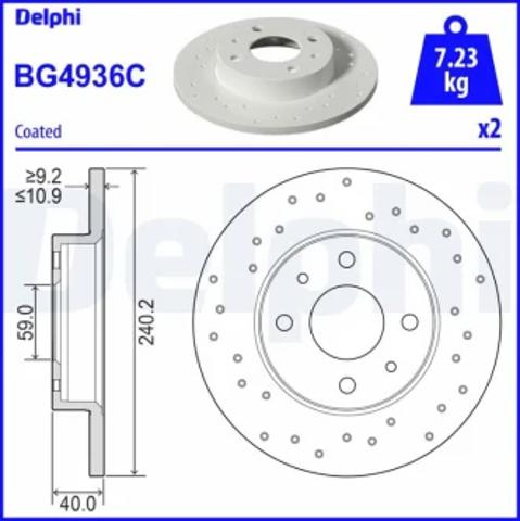 Задний тормозной диск BG4936C DELPHI