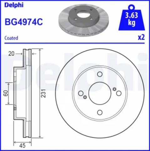 Диск тормозной передний BG4974C DELPHI