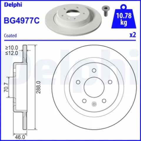 Диск тормозной задний BG4977C DELPHI