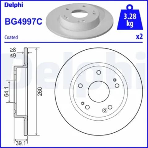 Тормозной диск BG4997C DELPHI