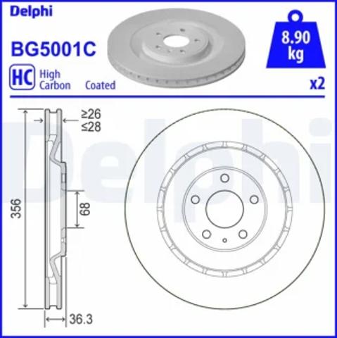 Диск тормозной задний BG5001C DELPHI