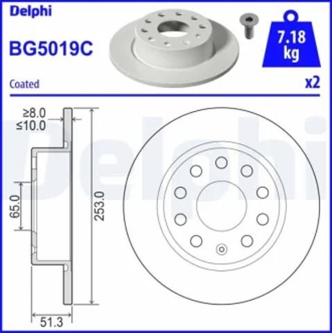 Тормозные диски BG5019C DELPHI
