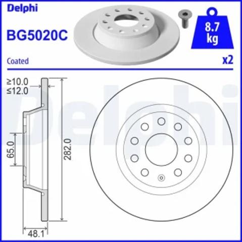 Задний дисковый тормоз BG5020C DELPHI