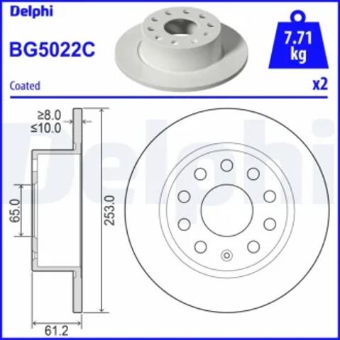 Задний дисковый тормоз BG5022C DELPHI