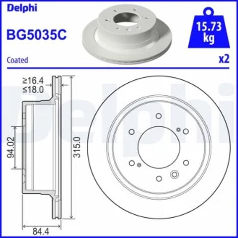Диск тормозной задний BG5035C DELPHI