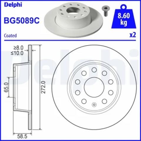 Тормозной диск BG5089C DELPHI