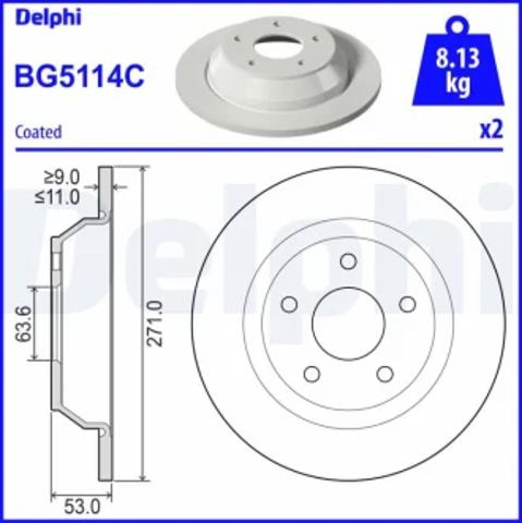 Тормозной диск BG5114C DELPHI