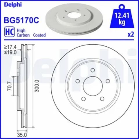 Диск тормозной задний BG5170C DELPHI