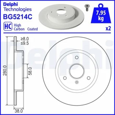Тормоз дисковый передний BG5214C DELPHI