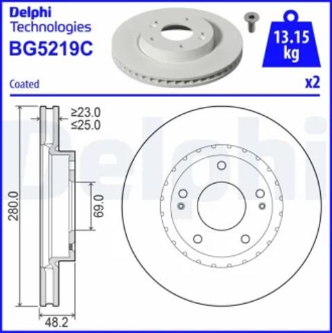 Передний тормозной диск BG5219C DELPHI
