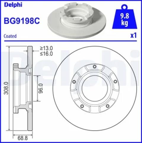 Дисковый тормоз BG9198C DELPHI