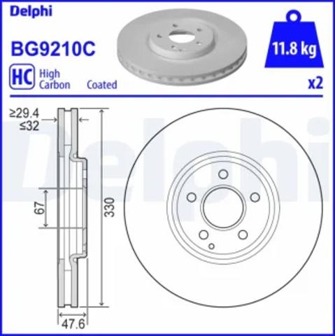 Ротор тормозной BG9210C DELPHI