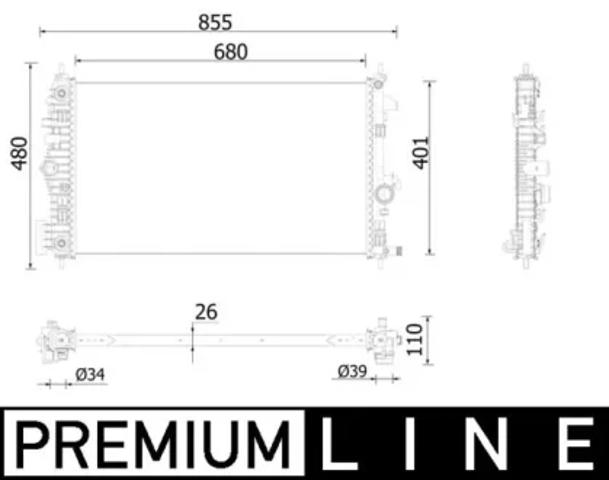 Радиатор охлаждения CR928000P MAHLE