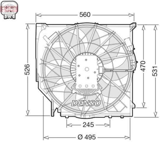 DENSO DER05008 Диффузор радиатора охлаждения, в сборе с мотором и крыльчаткой в наличии Ровно