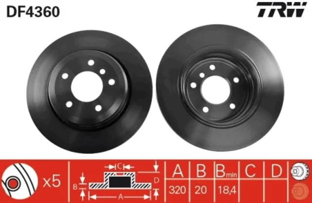 Задний дисковый тормоз DF4360 TRW