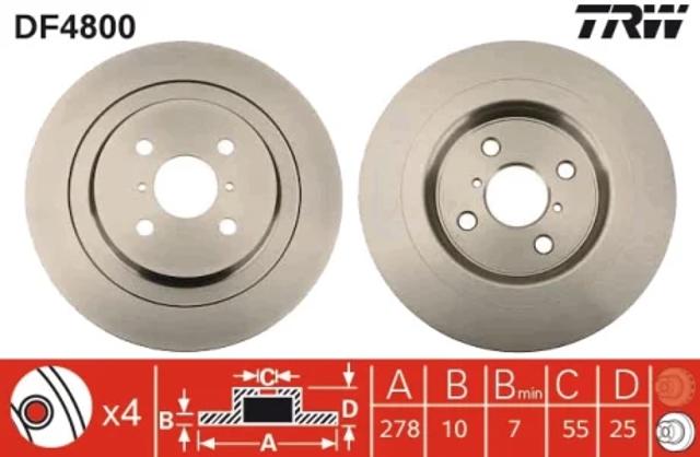 Диск тормозной задний DF4800 TRW