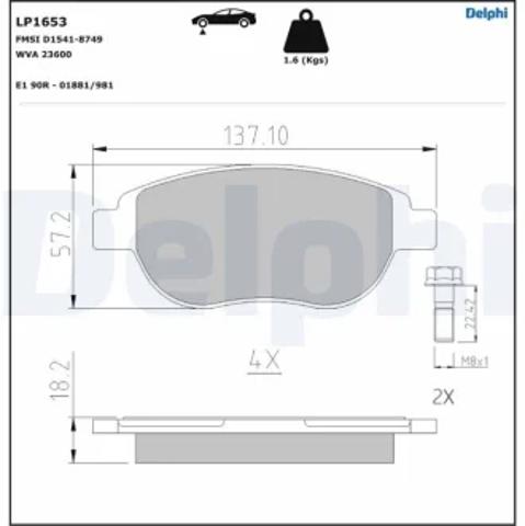 Тормозные колодки LP1653 DELPHI