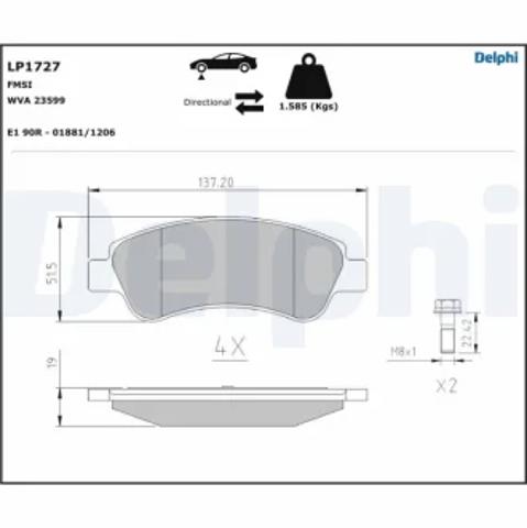 Колодки тормозные LP1727 DELPHI