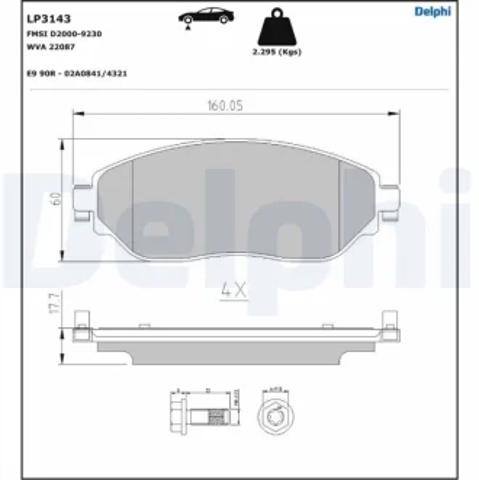 Колодки тормозные передние дисковые LP3143 DELPHI