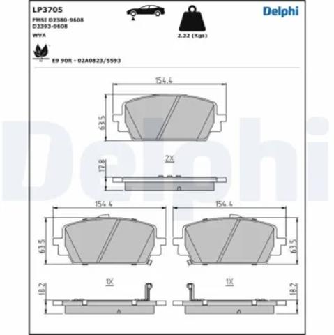 Тормозные колодки LP3705 DELPHI