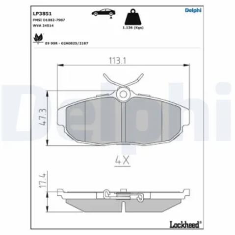 Колодки тормозные задние, дисковые LP3851 DELPHI