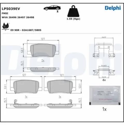 Колодки тормозные дисковые комплект LP5039EV DELPHI