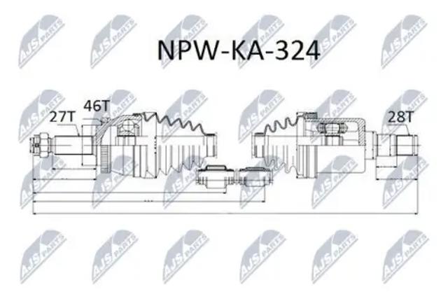 Полуось передняя, правая NPWKA324 NTY