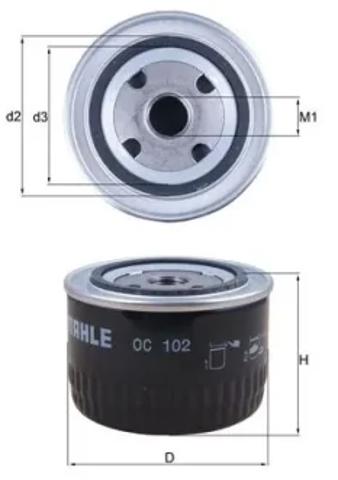 Фильтр масляный ДВС OC102 MAHLE