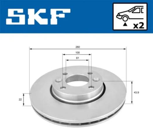 Передний тормозной диск VKBD80004V2 SKF