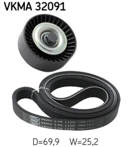 Ремень приводной, комплект VKMA32091 SKF