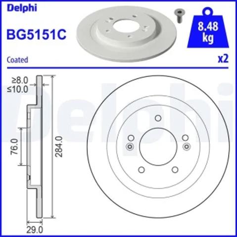Задний дисковый тормоз BG5151C DELPHI