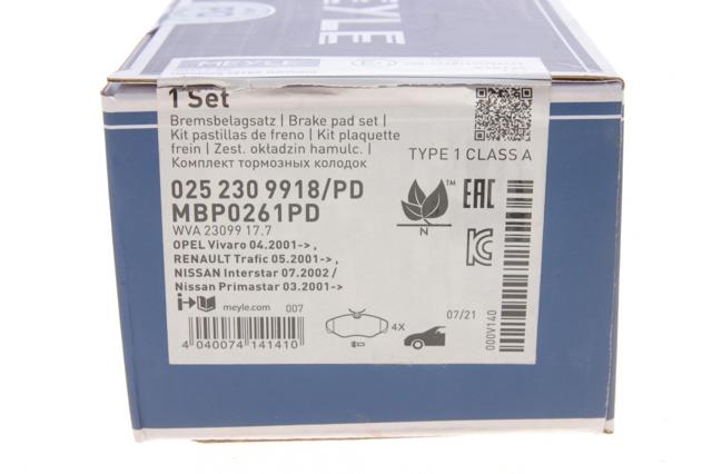 MEYLE 0252309918PD Колодки тормозные передние дисковые в наличии Черкассы